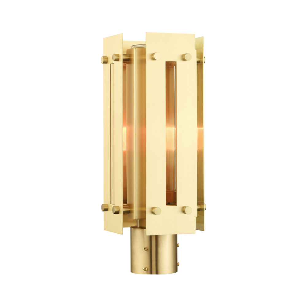 1 Lt Satin Brass Outdoor Post Top Lantern