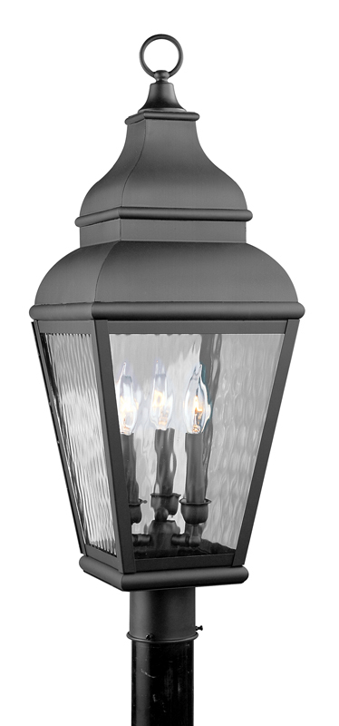 3 Light Black Outdoor Post Lantern