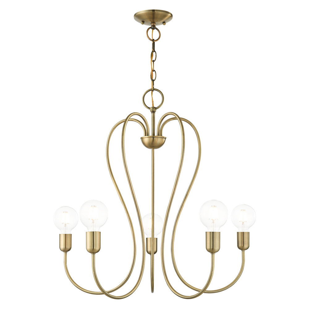 5 Lt Antique Brass Chandelier