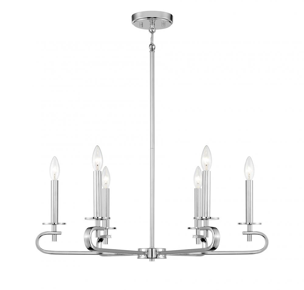 Torino 6-Light Chandelier in Polished Nickel