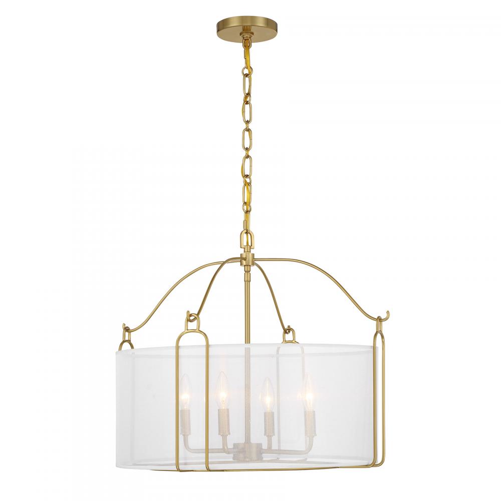 Ashlay 4-Light Pendant in Warm Brass