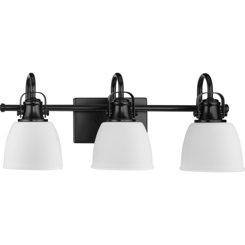 Preston Collection Three-Light Coastal Matte Black Bath and Vanity Light