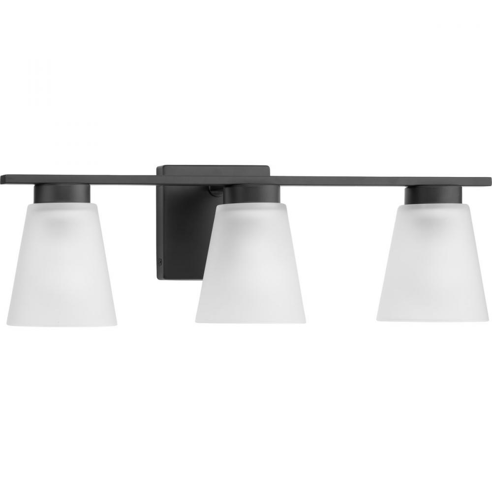 Tanner Collection Three-Light Matte Black Transitional Vanity Light