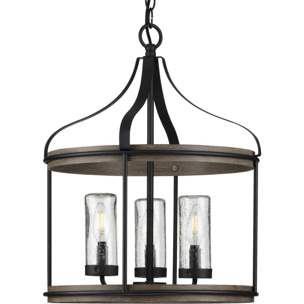 Brenham Collection Black Three-Light Outdoor Pendant