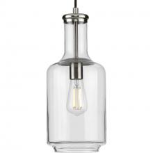 Progress P500229-009 - Latrobe Collection One-Light Brushed Nickel Clear Glass Coastal Pendant Light