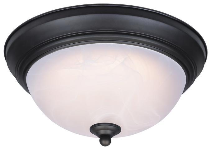 11 in. 14W LED Flush Oil Rubbed Bronze Finish White Alabaster Glass