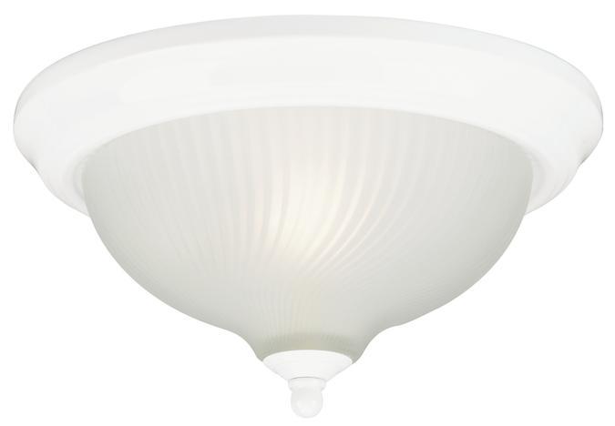 13 in. 2 Light Flush White Finish Frosted Swirl Glass