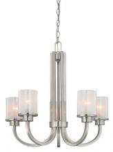 Westinghouse 6308000 - 5 Light Chandelier Brushed Nickel Finish Ice Glass