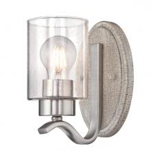 Westinghouse 6577000 - 1 Light Wall Fixture Antique Ash and Brushed Nickel Finish Clear Seeded Glass