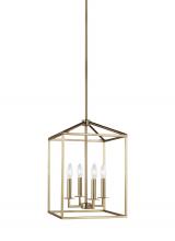  5215004EN-848 - Perryton transitional 4-light LED indoor dimmable small ceiling pendant hanging chandelier light in