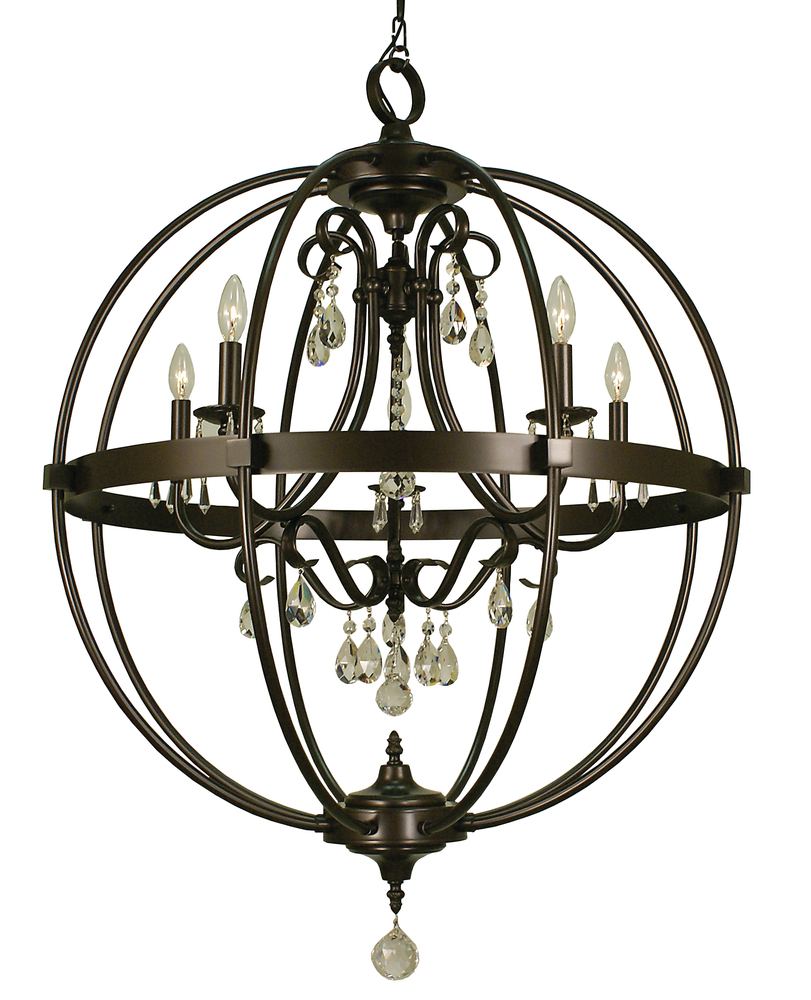 5-Light Polished  Nickel Compass Foyer Chandelier