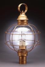 Northeast Lantern 2853-DB-MED-OPT - Caged Round Post Dark Brass Medium Base Socket Optic Glass